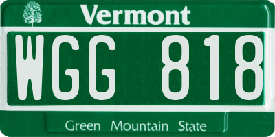VT license plate WGG818