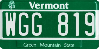 VT license plate WGG819