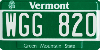 VT license plate WGG820