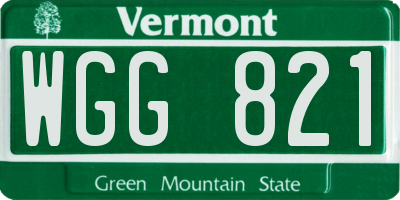 VT license plate WGG821