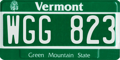 VT license plate WGG823