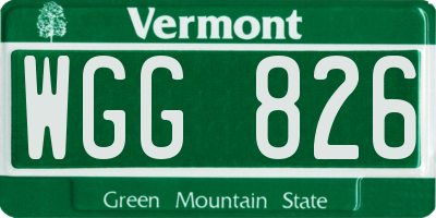 VT license plate WGG826