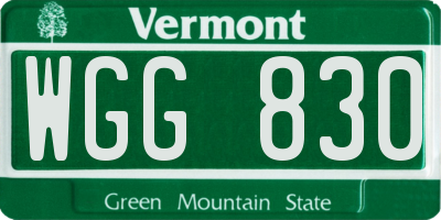 VT license plate WGG830