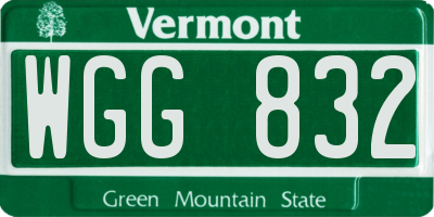 VT license plate WGG832