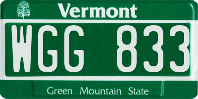 VT license plate WGG833
