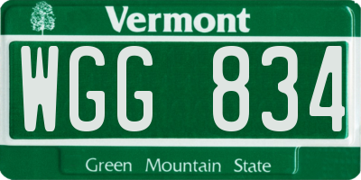 VT license plate WGG834