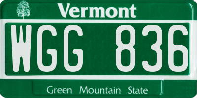VT license plate WGG836