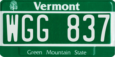 VT license plate WGG837