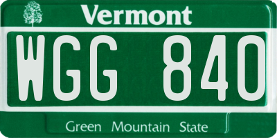VT license plate WGG840