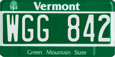 VT license plate WGG842