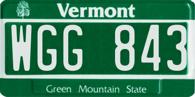 VT license plate WGG843