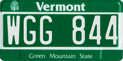 VT license plate WGG844