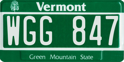 VT license plate WGG847