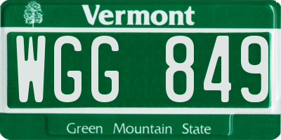 VT license plate WGG849