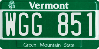VT license plate WGG851