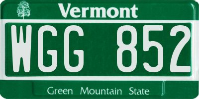 VT license plate WGG852
