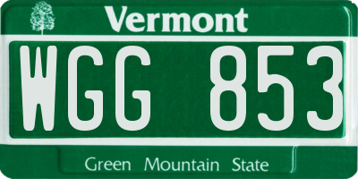 VT license plate WGG853