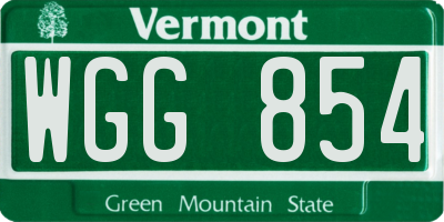 VT license plate WGG854