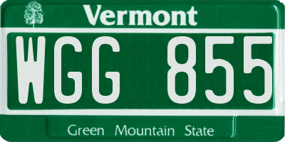 VT license plate WGG855