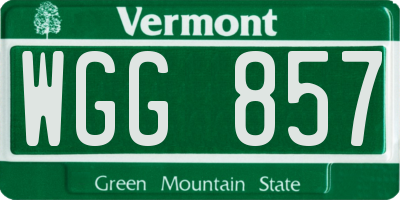 VT license plate WGG857