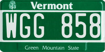 VT license plate WGG858