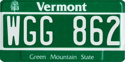 VT license plate WGG862