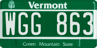 VT license plate WGG863