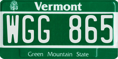 VT license plate WGG865