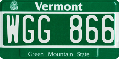 VT license plate WGG866