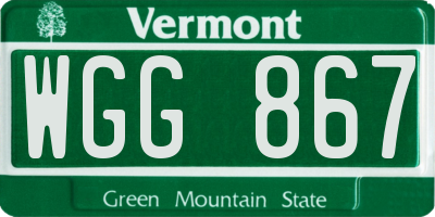 VT license plate WGG867
