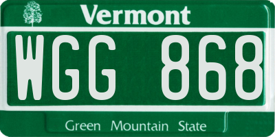 VT license plate WGG868