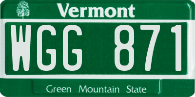 VT license plate WGG871