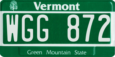 VT license plate WGG872