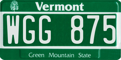 VT license plate WGG875