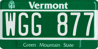 VT license plate WGG877