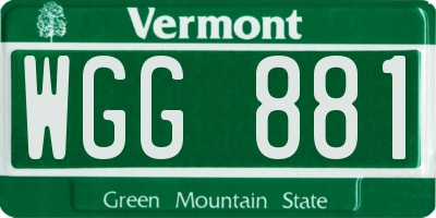 VT license plate WGG881