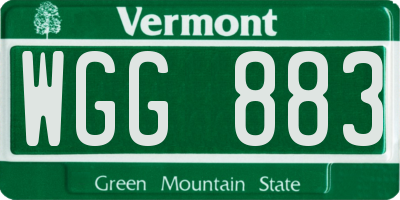 VT license plate WGG883