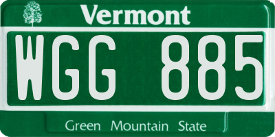 VT license plate WGG885