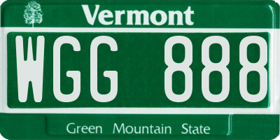VT license plate WGG888