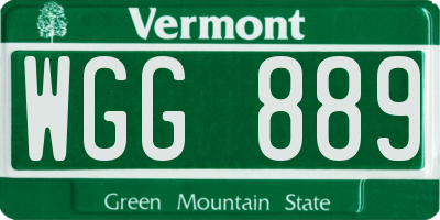 VT license plate WGG889