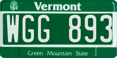 VT license plate WGG893