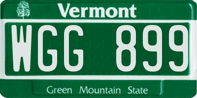 VT license plate WGG899