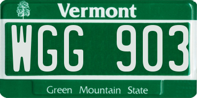 VT license plate WGG903
