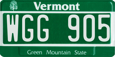 VT license plate WGG905