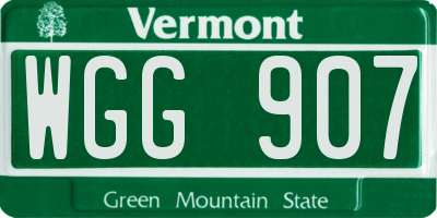 VT license plate WGG907