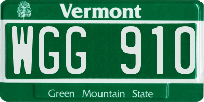 VT license plate WGG910