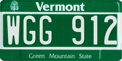 VT license plate WGG912