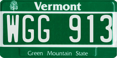 VT license plate WGG913