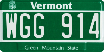 VT license plate WGG914