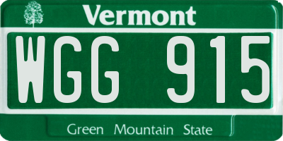 VT license plate WGG915
